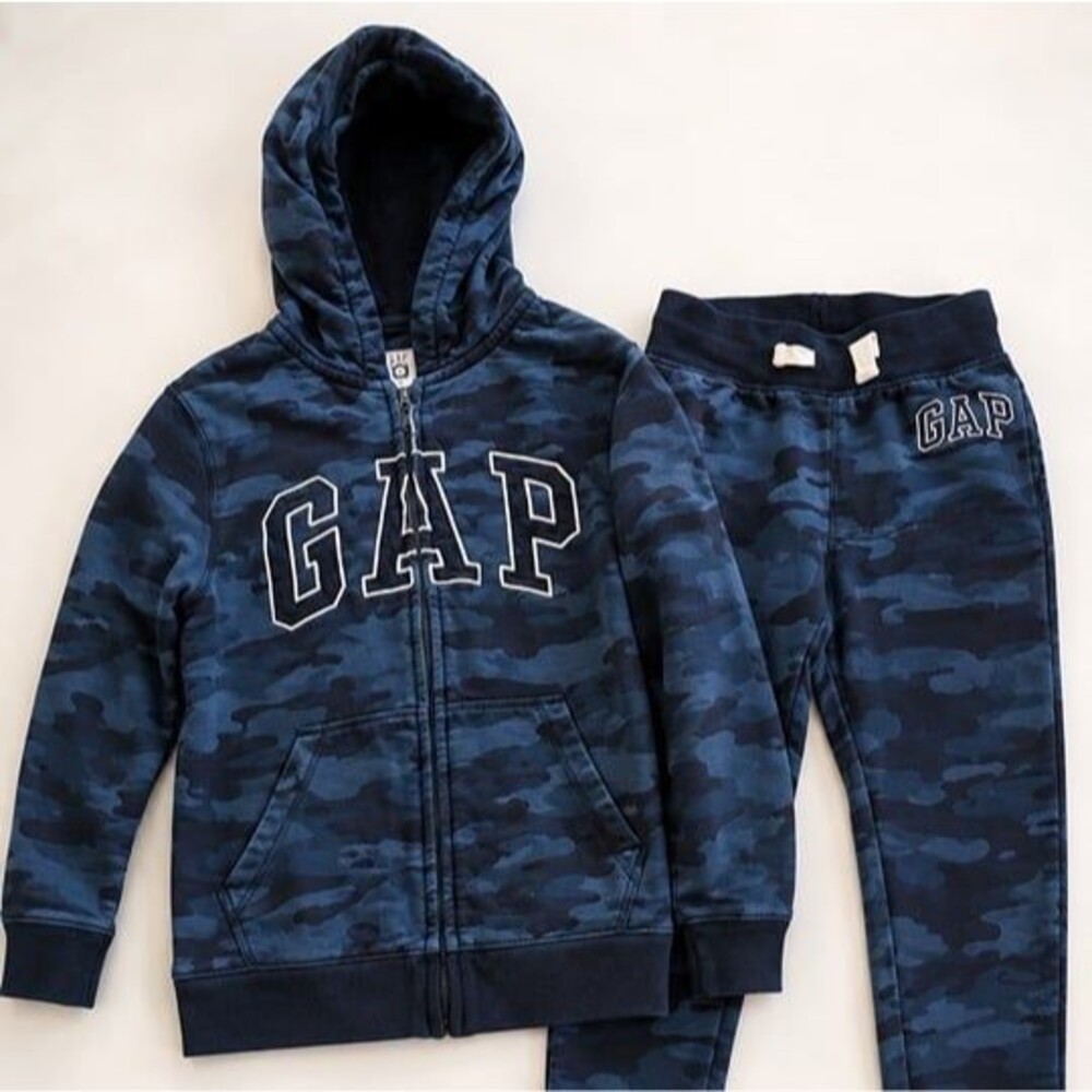GAP Boys Camo Hoodie & Jogger Set Size M (8) Blue Matching Outfit